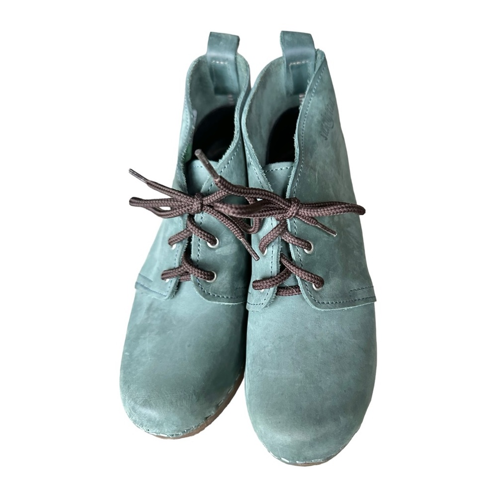 Sandgrens Sweden Chukka High Heel Clog Lace-Up  Nubuck Wood Heel Size 38 - Picture 6 of 16